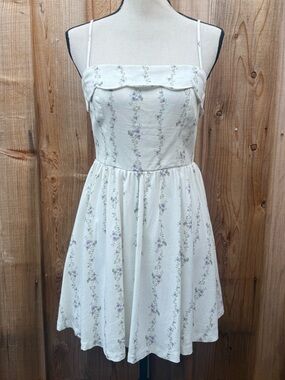 Trixxi Cream Mini Dress with Lavender Floral Print